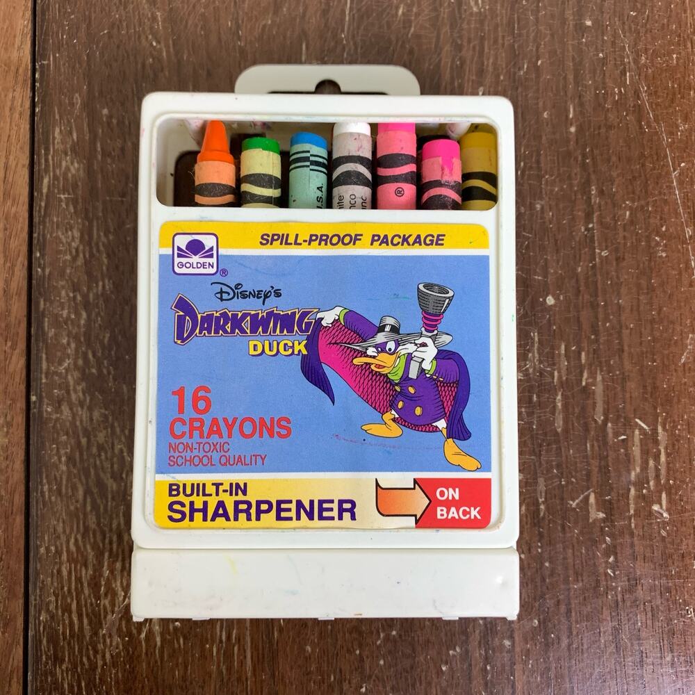 Vintage Golden Books x Disney Darkwing Duck no spill crayon holder & sharpener